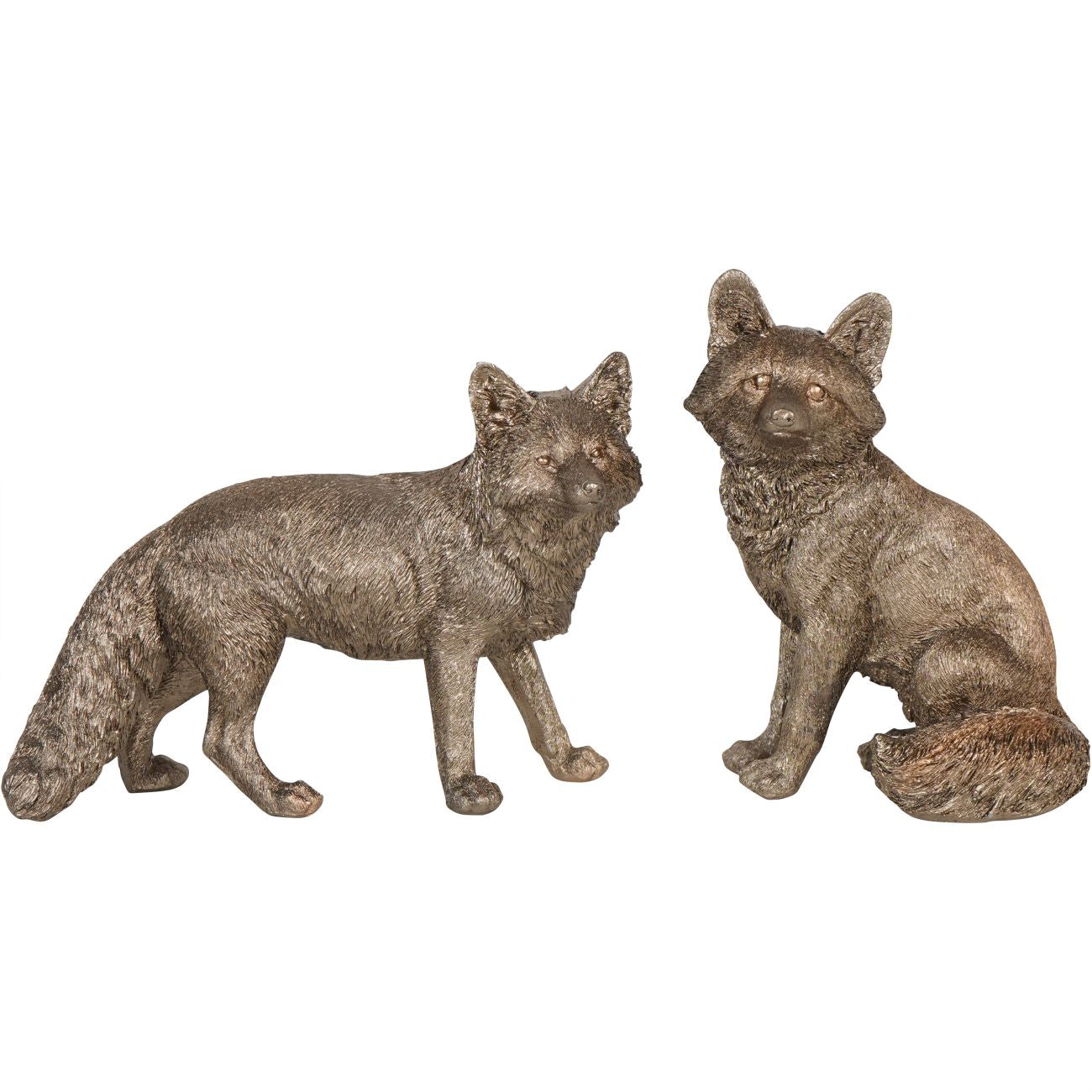 Antique Gold Sitting Fox Sculpture