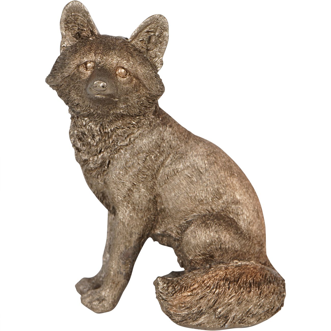Antique Gold Sitting Fox Sculpture