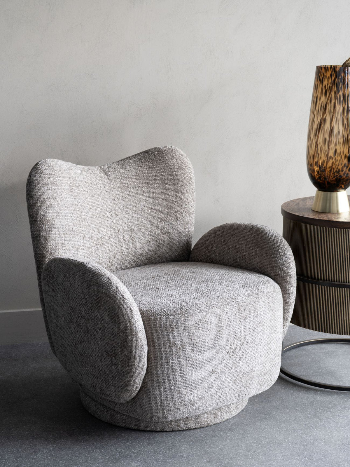 Bingham Upholstered Swivel Chair- Velvet Green/ Neutral