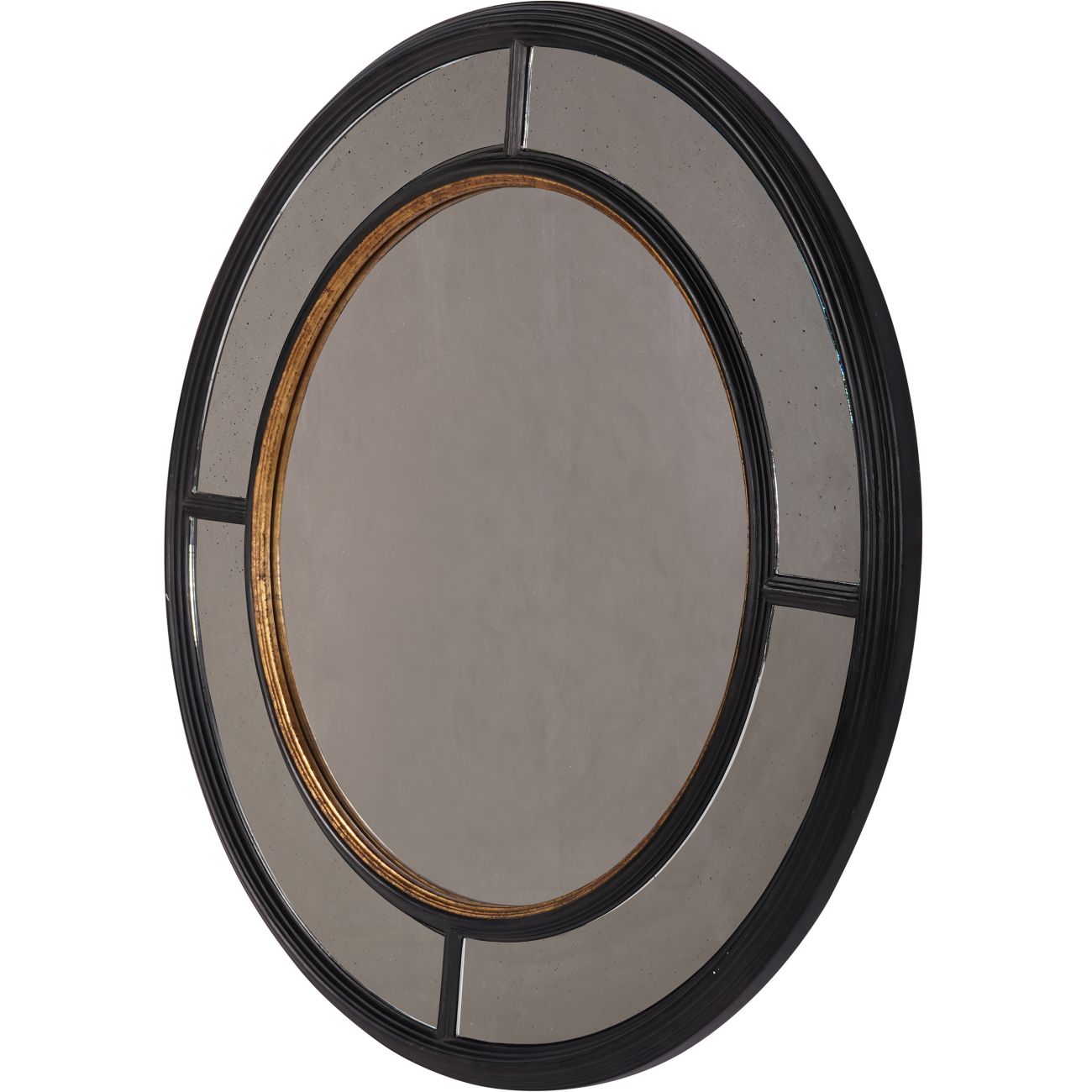 Adelaide Antique Black Frame Round Mirror
