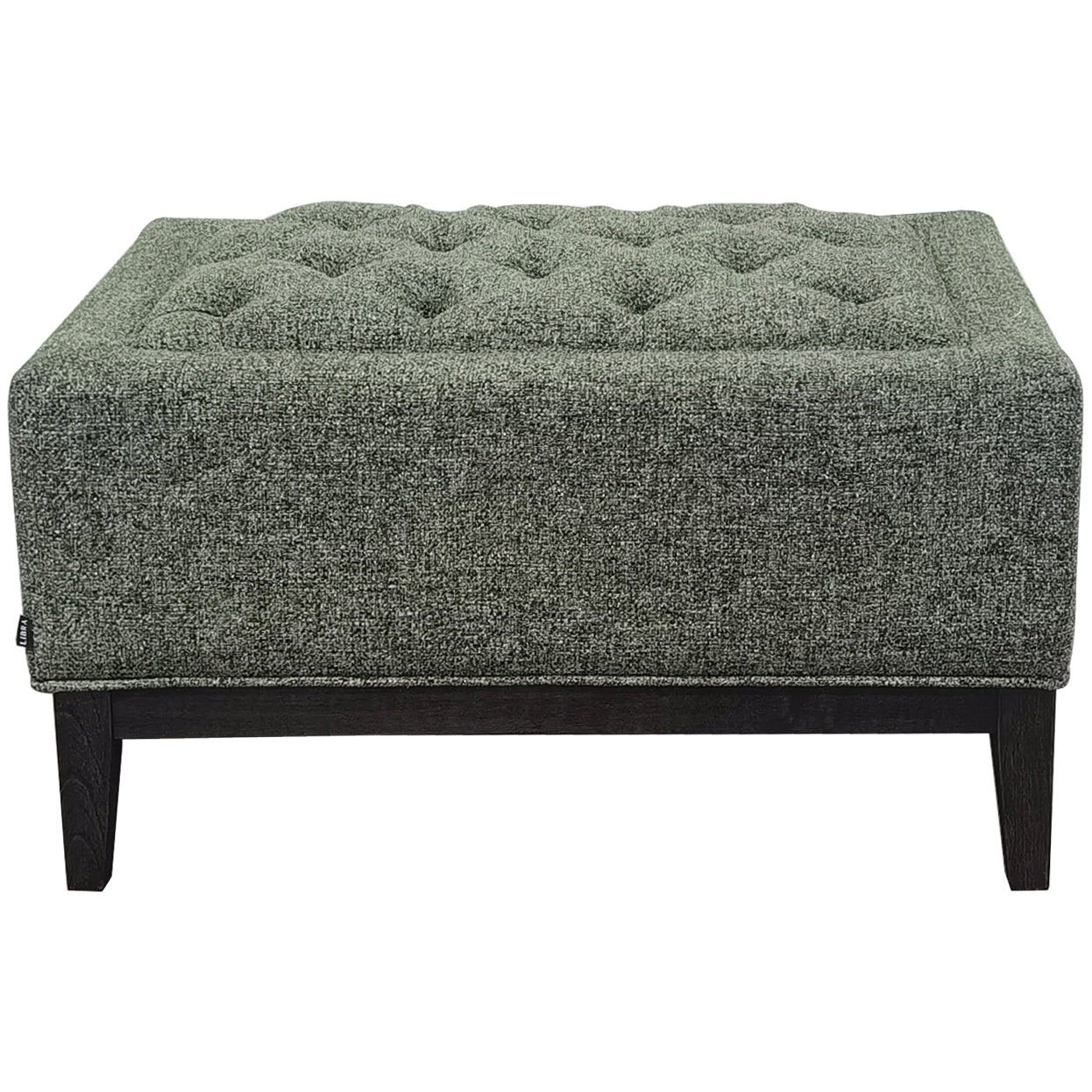 Theodore Buttoned Stool - Ivory/Warm Grey Fabric