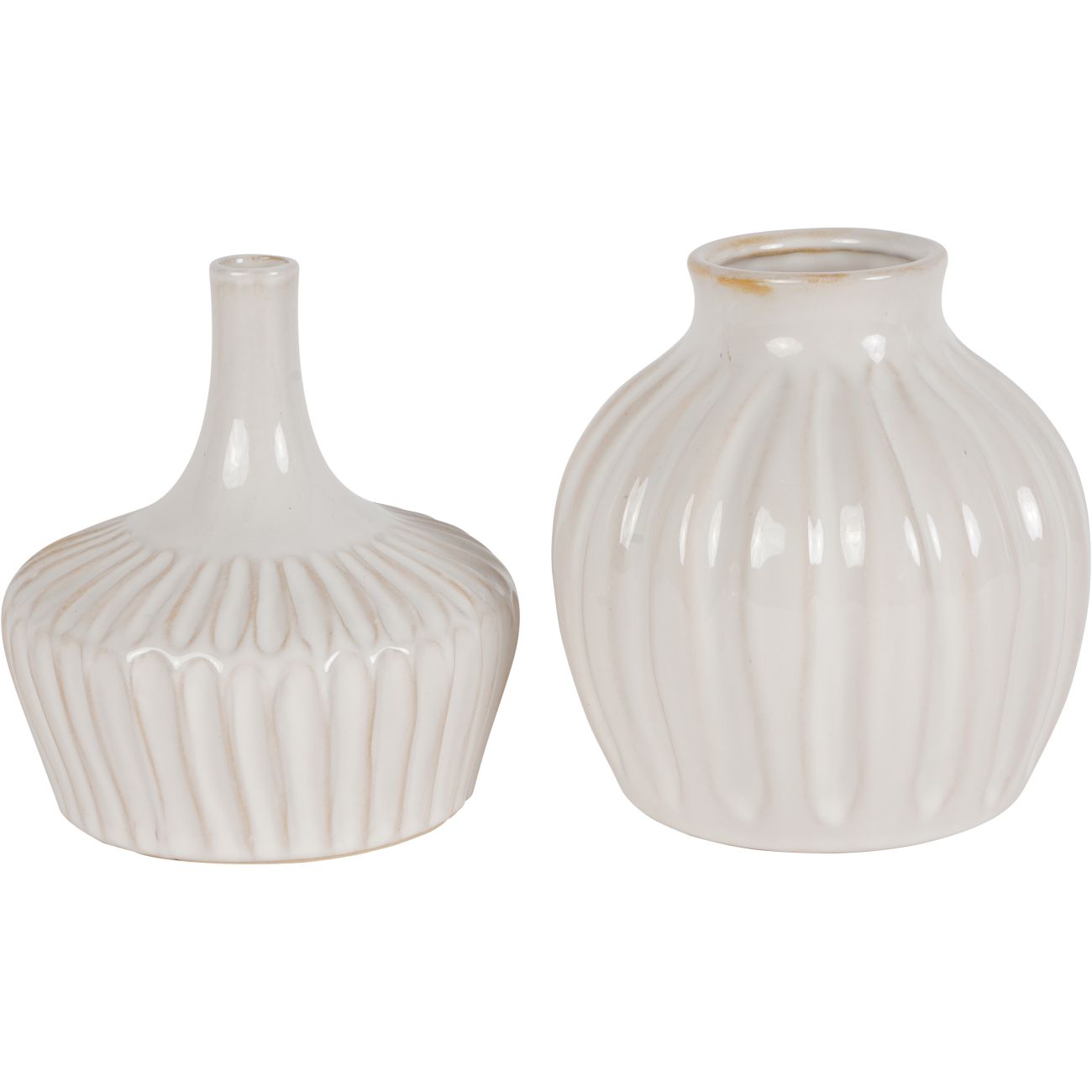 White Set Of Two Stoneware Vases