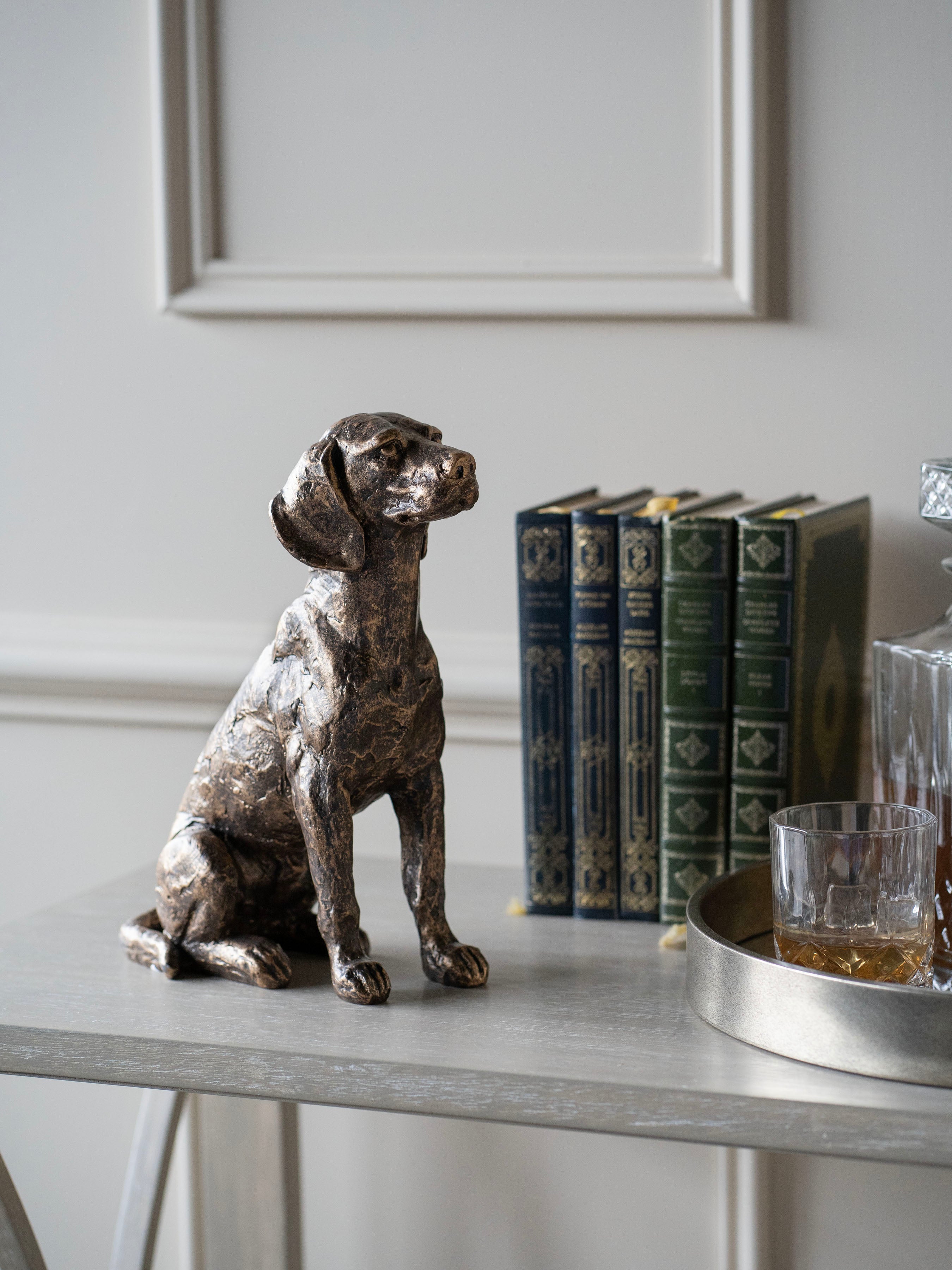Bronze Sitting Dog Sculpture - Large/Small