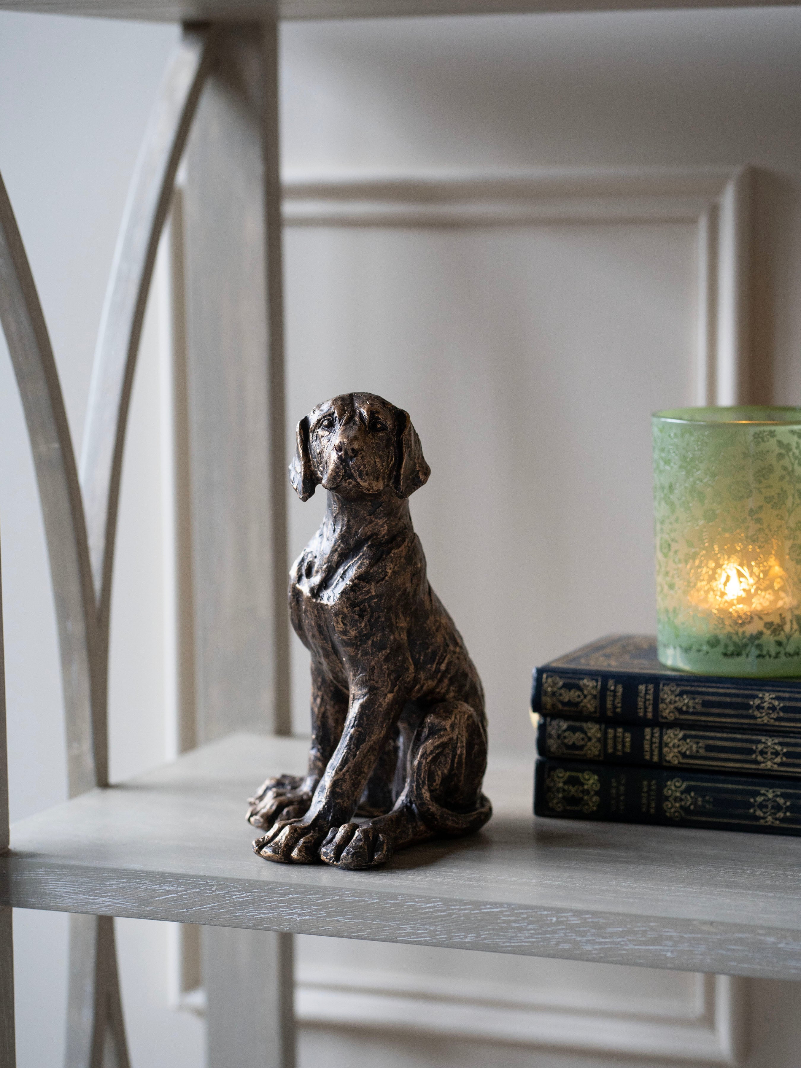 Bronze Sitting Dog Sculpture - Large/Small