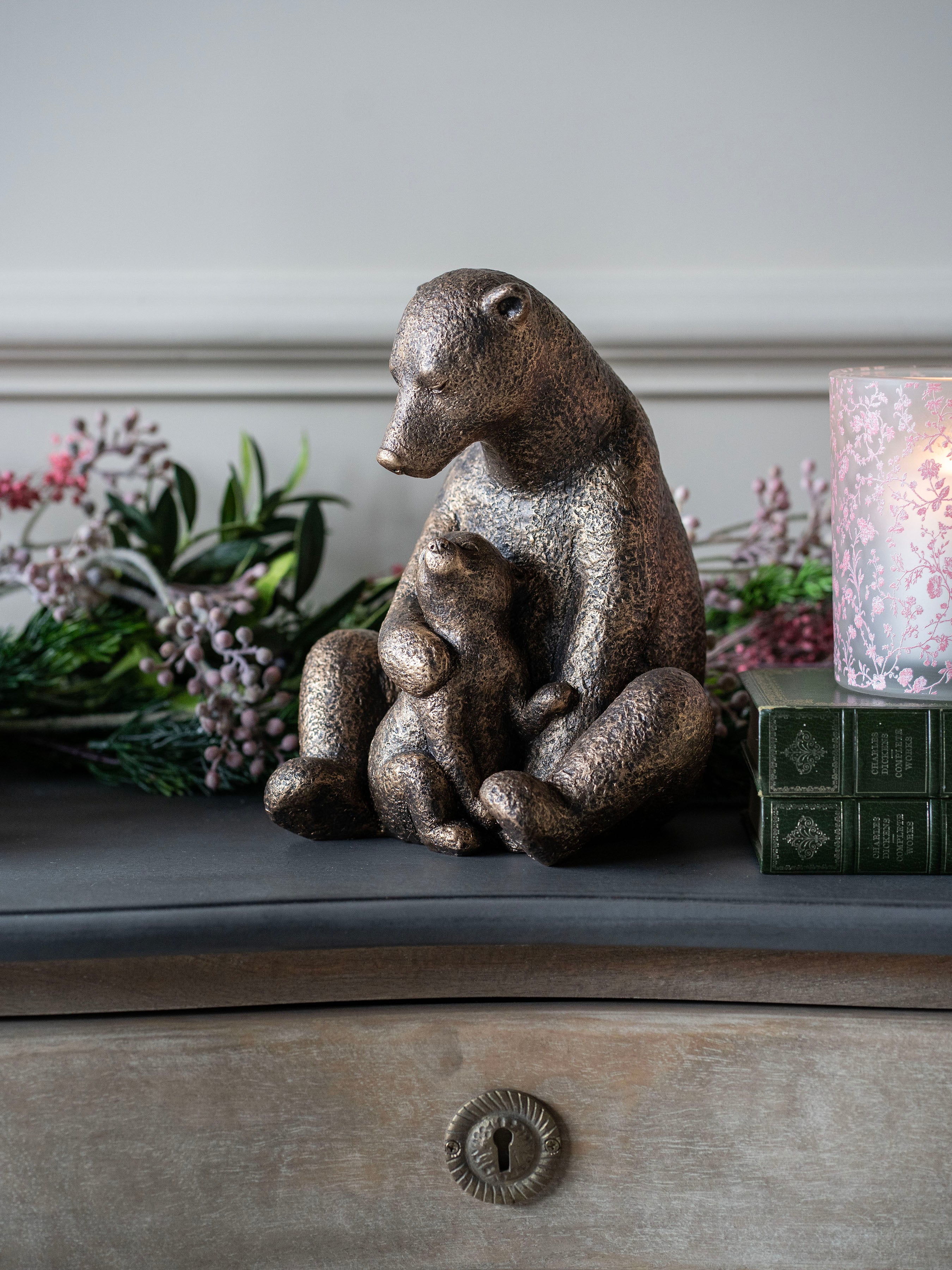 Laura Ashley Bronze Bear with Cub Sculpture