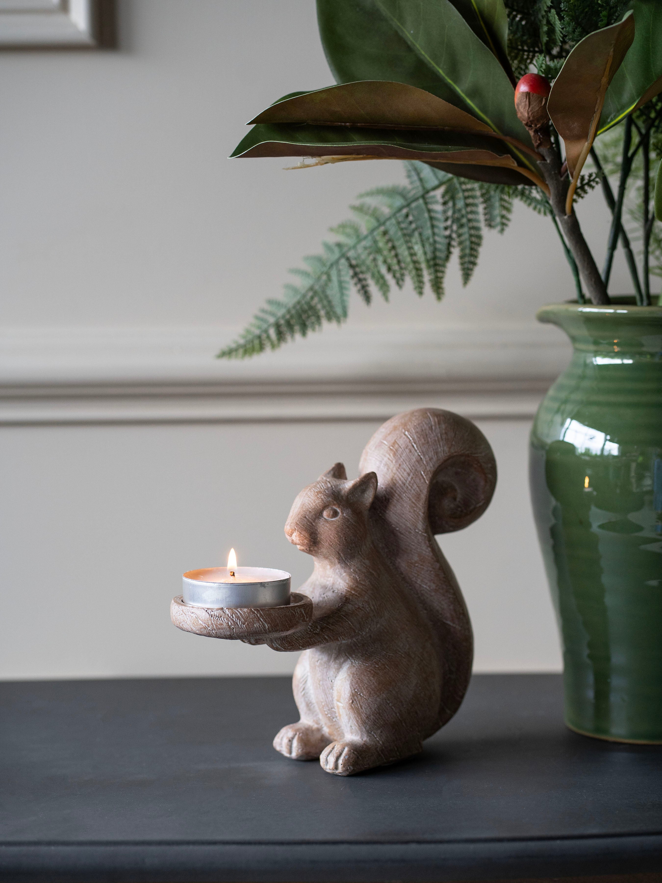 Resin Squirrel Candleholder