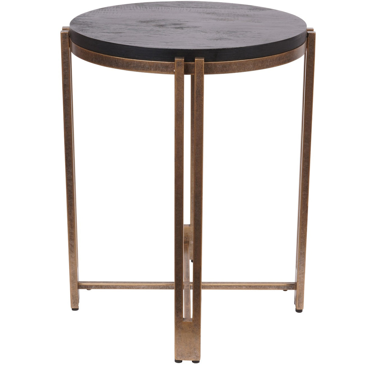 Dalston Black Sandblasted Wood and Champagne Frame Side Table