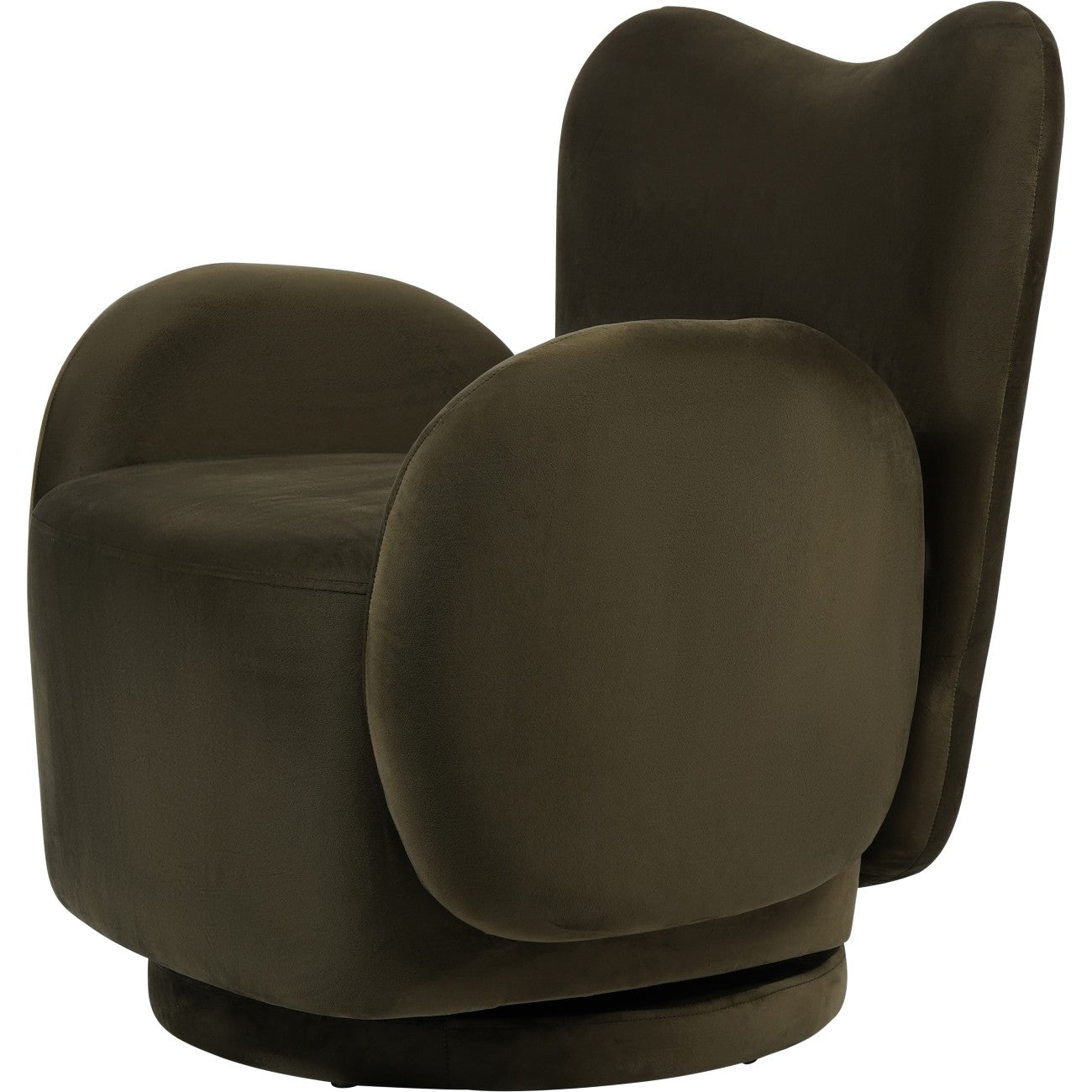 Bingham Upholstered Swivel Chair Velvet Green/ Caramel/ Pink