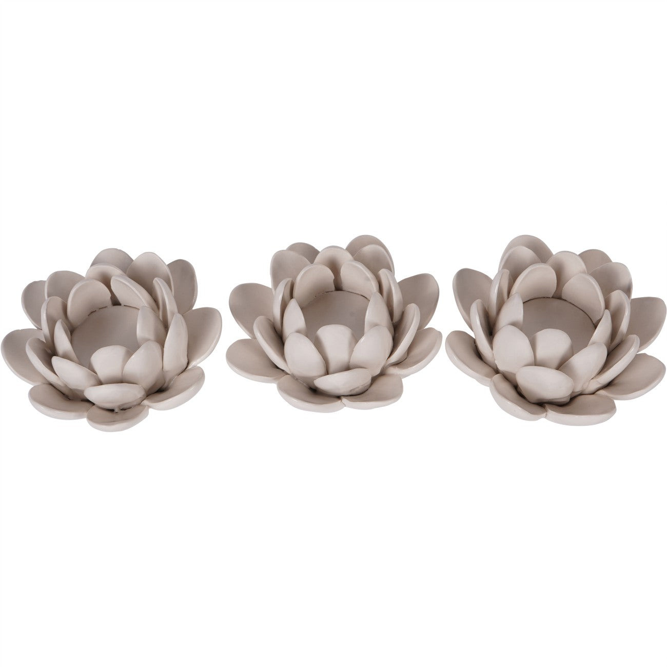 Laura Ashley Set of 3 White Larkhill Lotus Tealight Holders