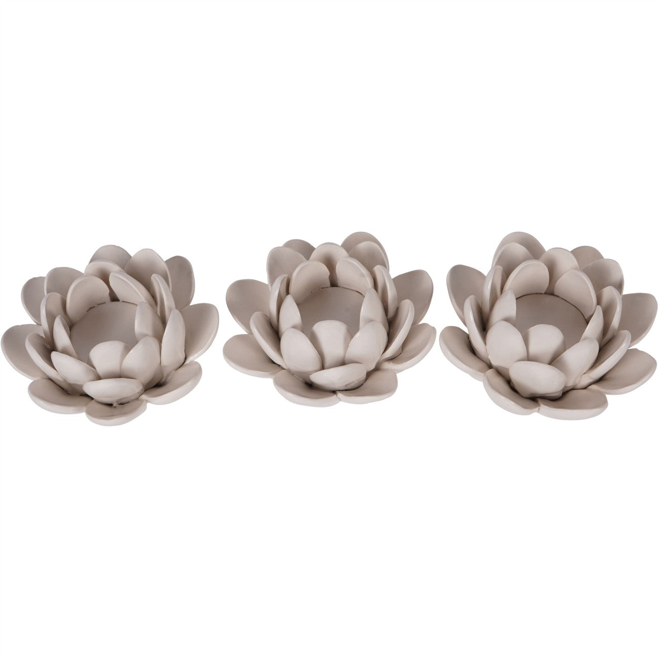 Set of 3 White Larkhill Lotus Tealight Holders