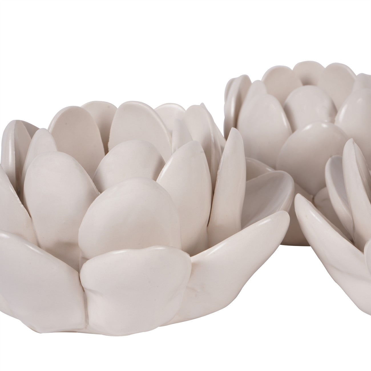 Set of 3 White Larkhill Lotus Tealight Holders