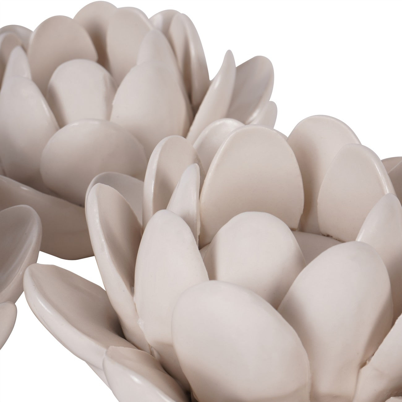 Set of 3 White Larkhill Lotus Tealight Holders