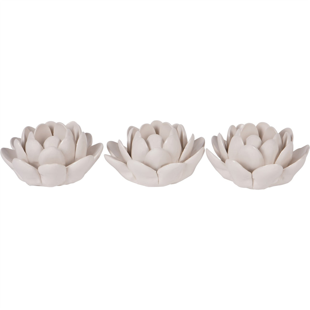 Laura Ashley Set of 3 White Larkhill Lotus Tealight Holders