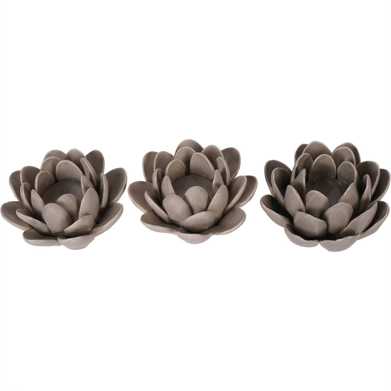 Set of 3 Dark Dove Grey Larkhill Lotus Tealight Holders