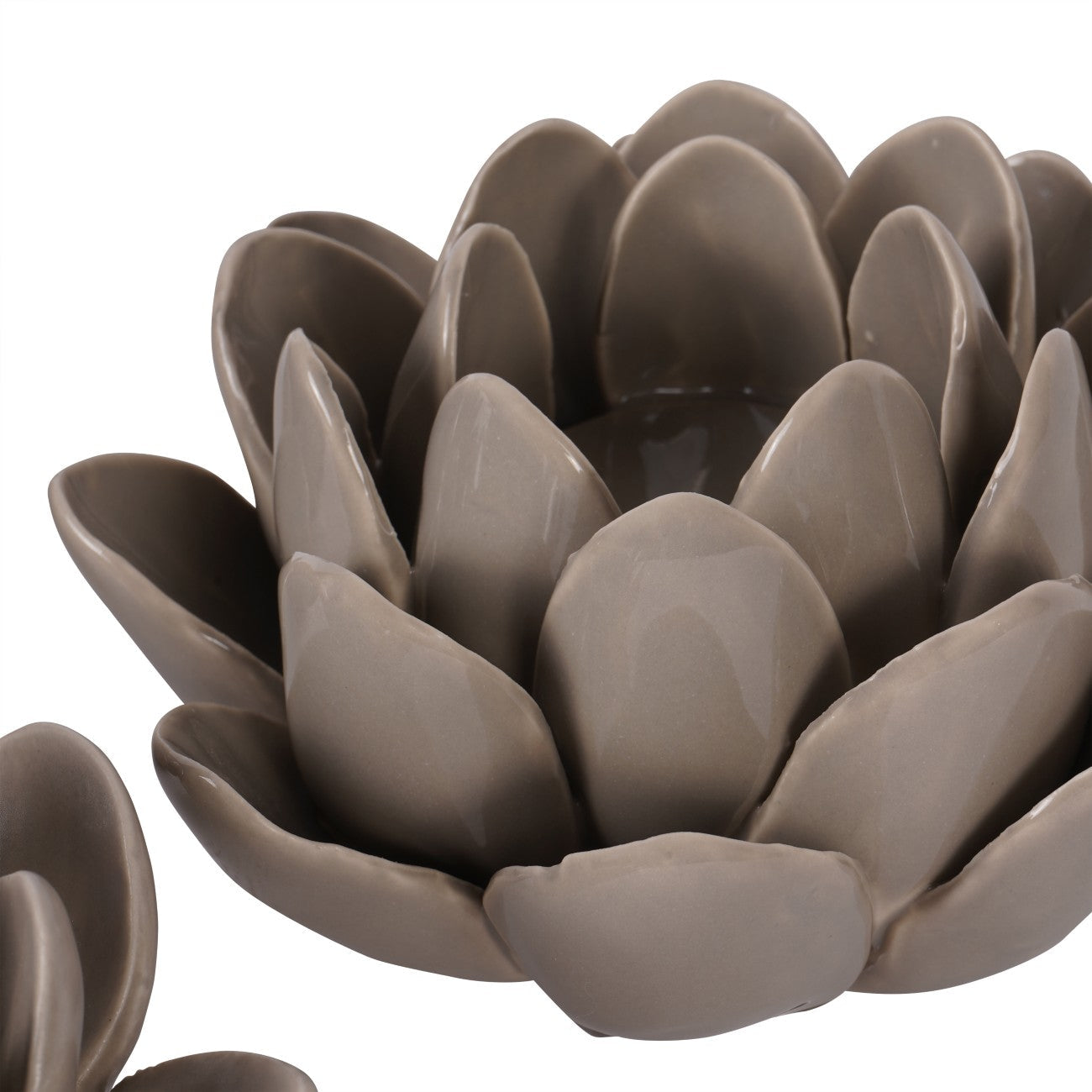 Set of 3 Dark Dove Grey Larkhill Lotus Tealight Holders