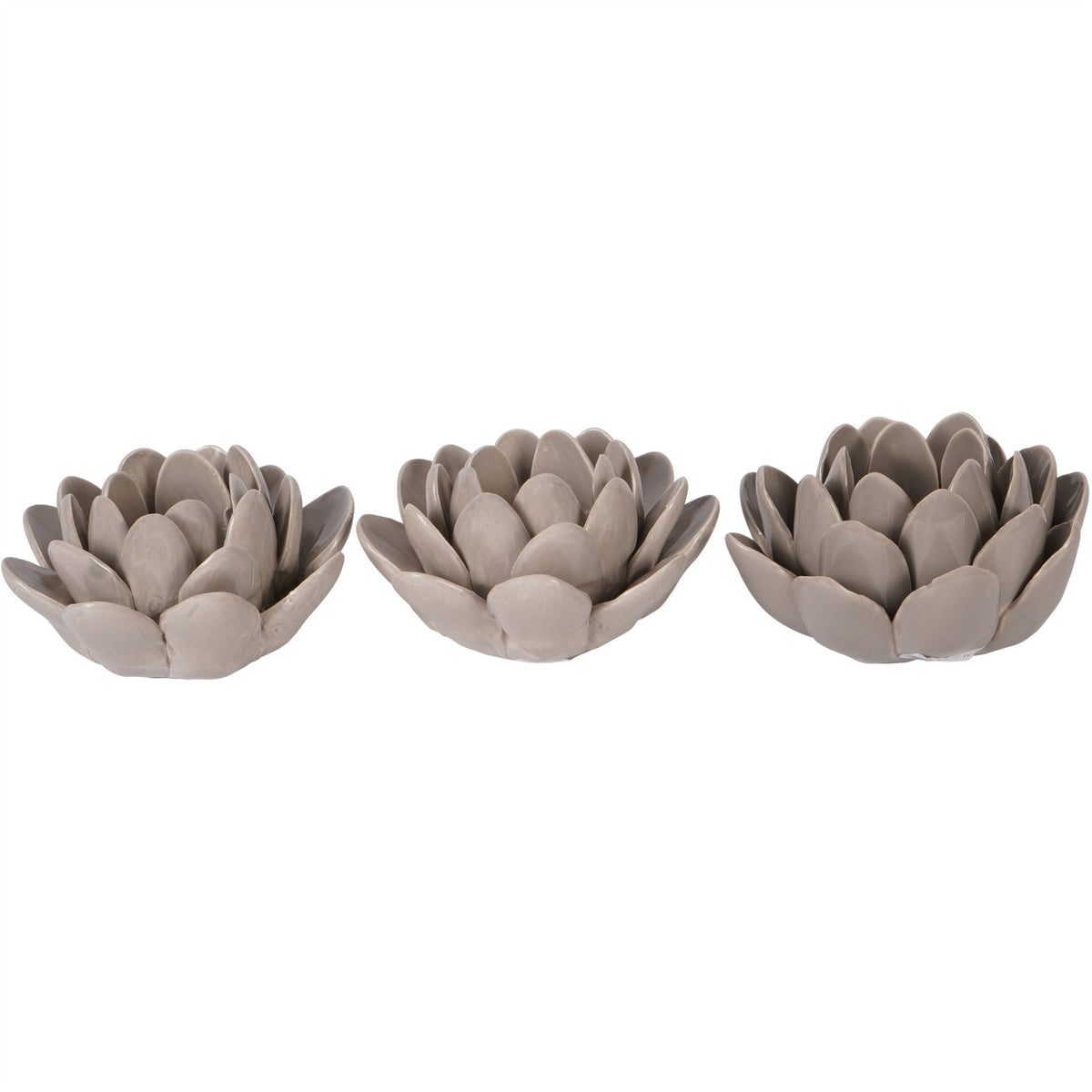 Laura Ashley Set of 3 Dark Dove Grey Larkhill Lotus Tealight Holders