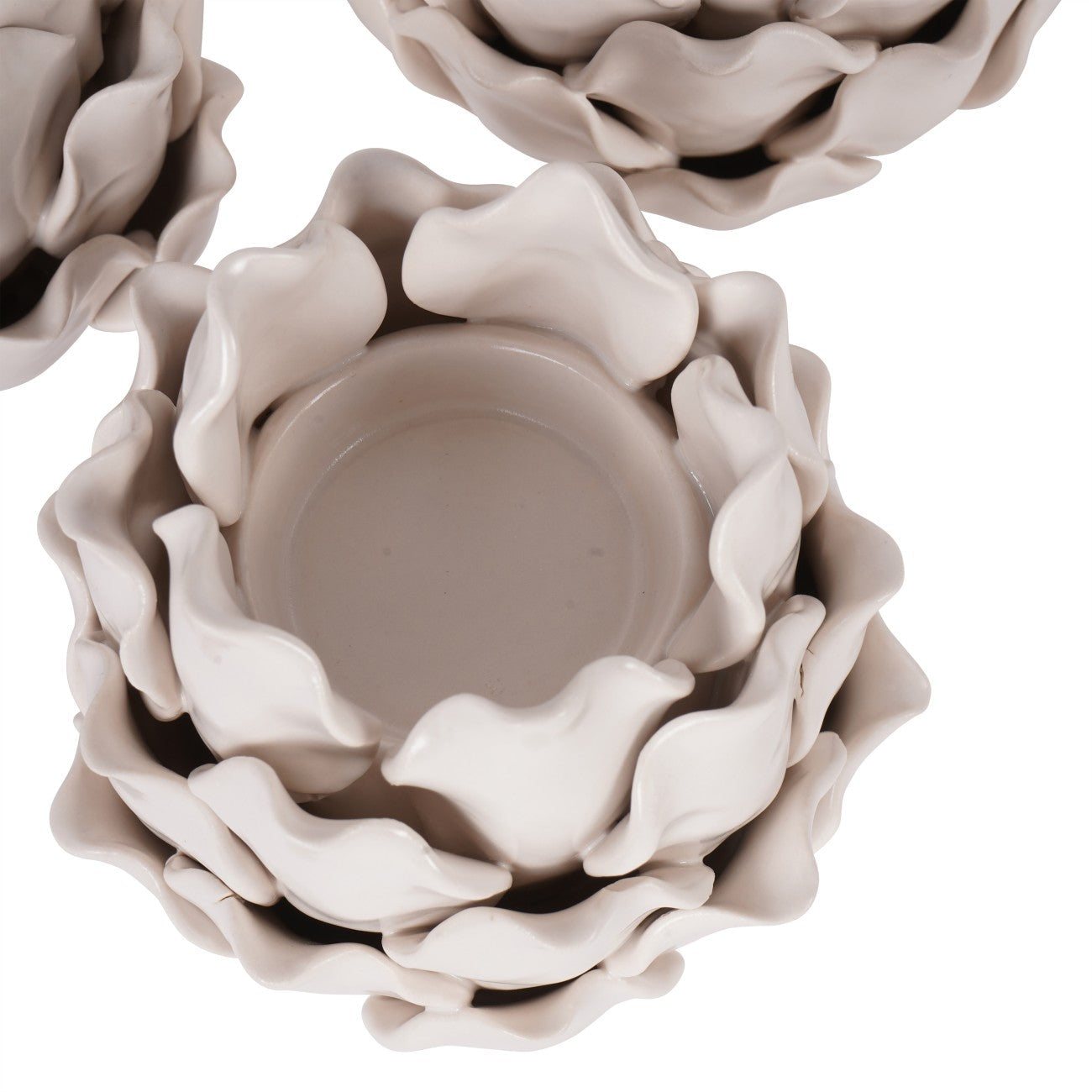 Set of 3 Off White Larkhill Artichoke Tealight Holders