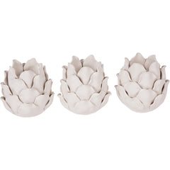 Laura Ashley Set of 3 Off White Larkhill Artichoke Tealight Holders