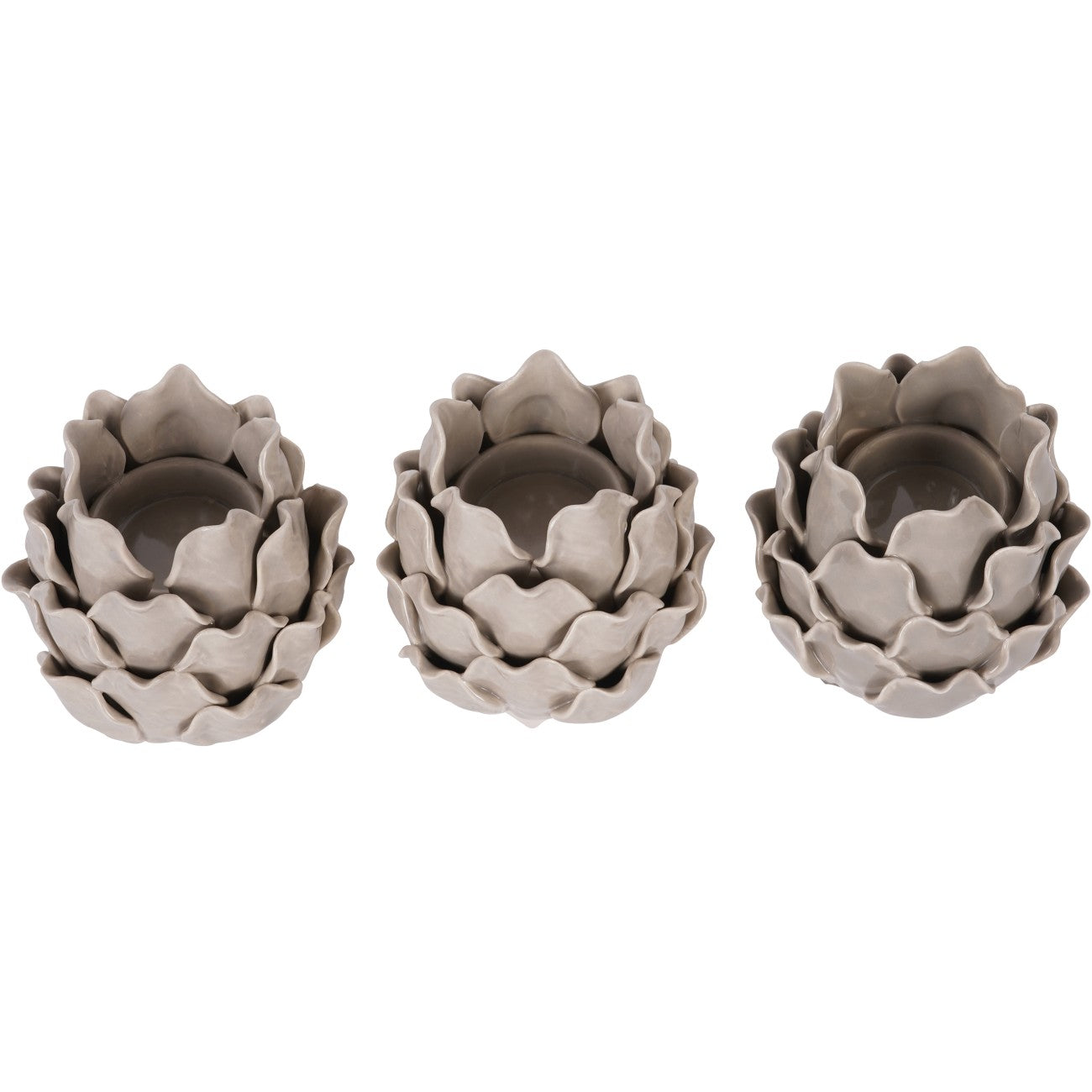 Laura Ashley Set of 3 Dark Dove Grey Larkhill Artichoke Tealight Holders