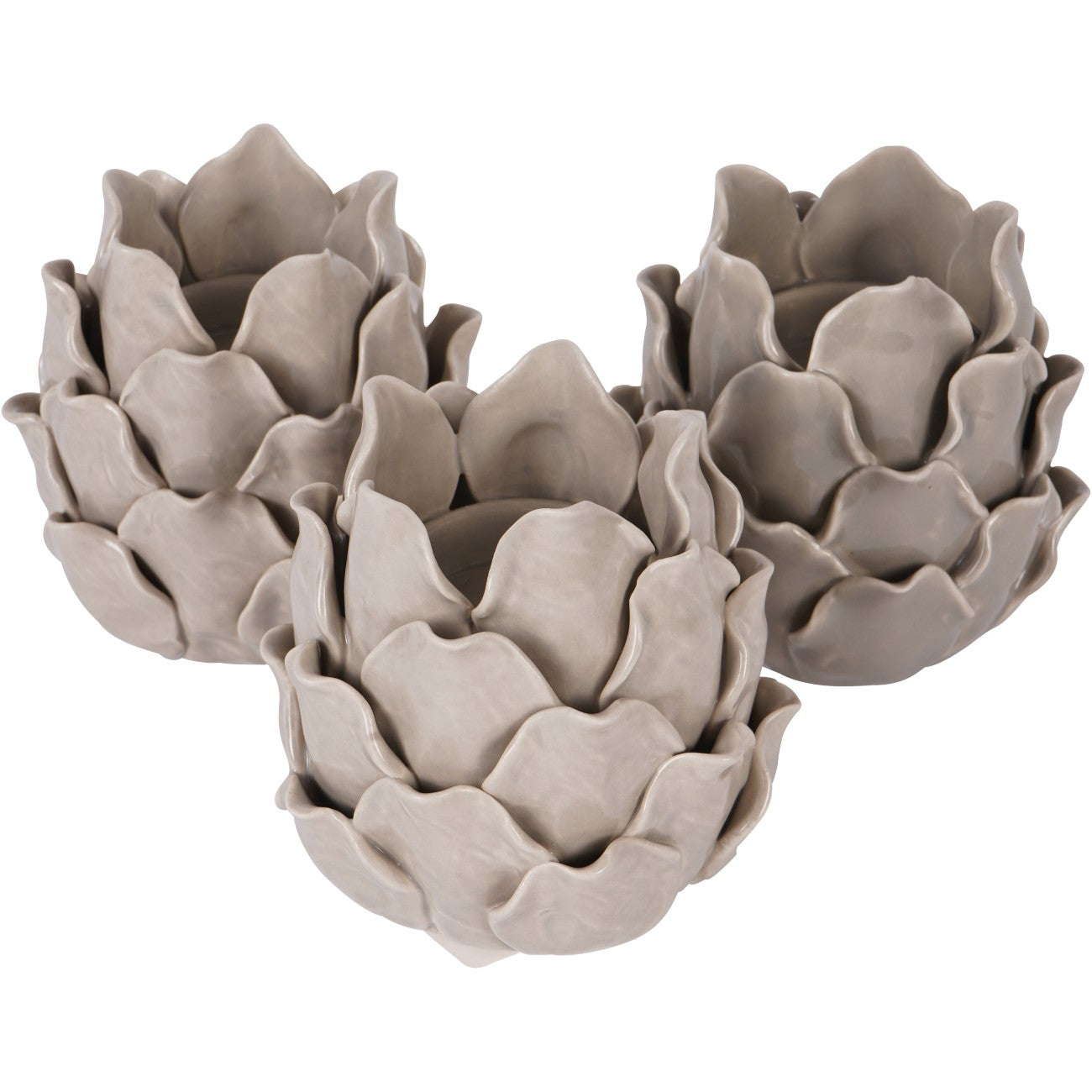 Set of 3 Dark Dove Grey Larkhill Artichoke Tealight Holders