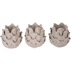 Laura Ashley Set of 3 Dark Dove Grey Larkhill Artichoke Tealight Holders