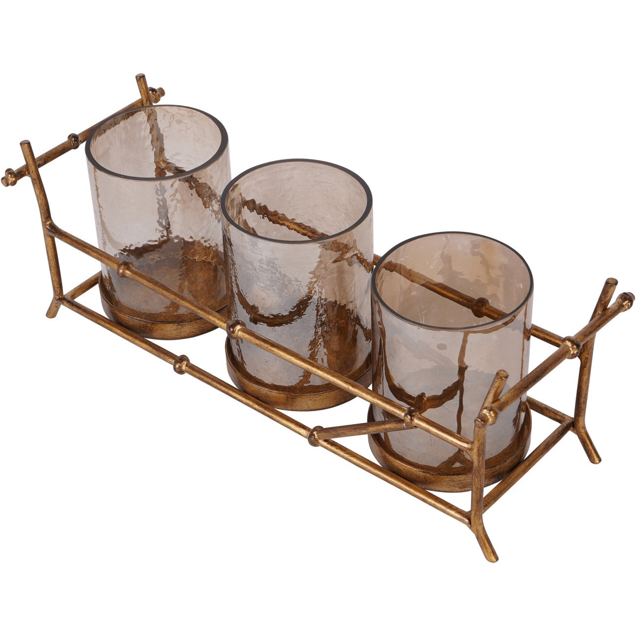 Laura Ashley  Astaire Bamboo 3 Hurricane Candle Holder