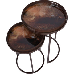 Golden Burst Set of 2 Side Tray Tables