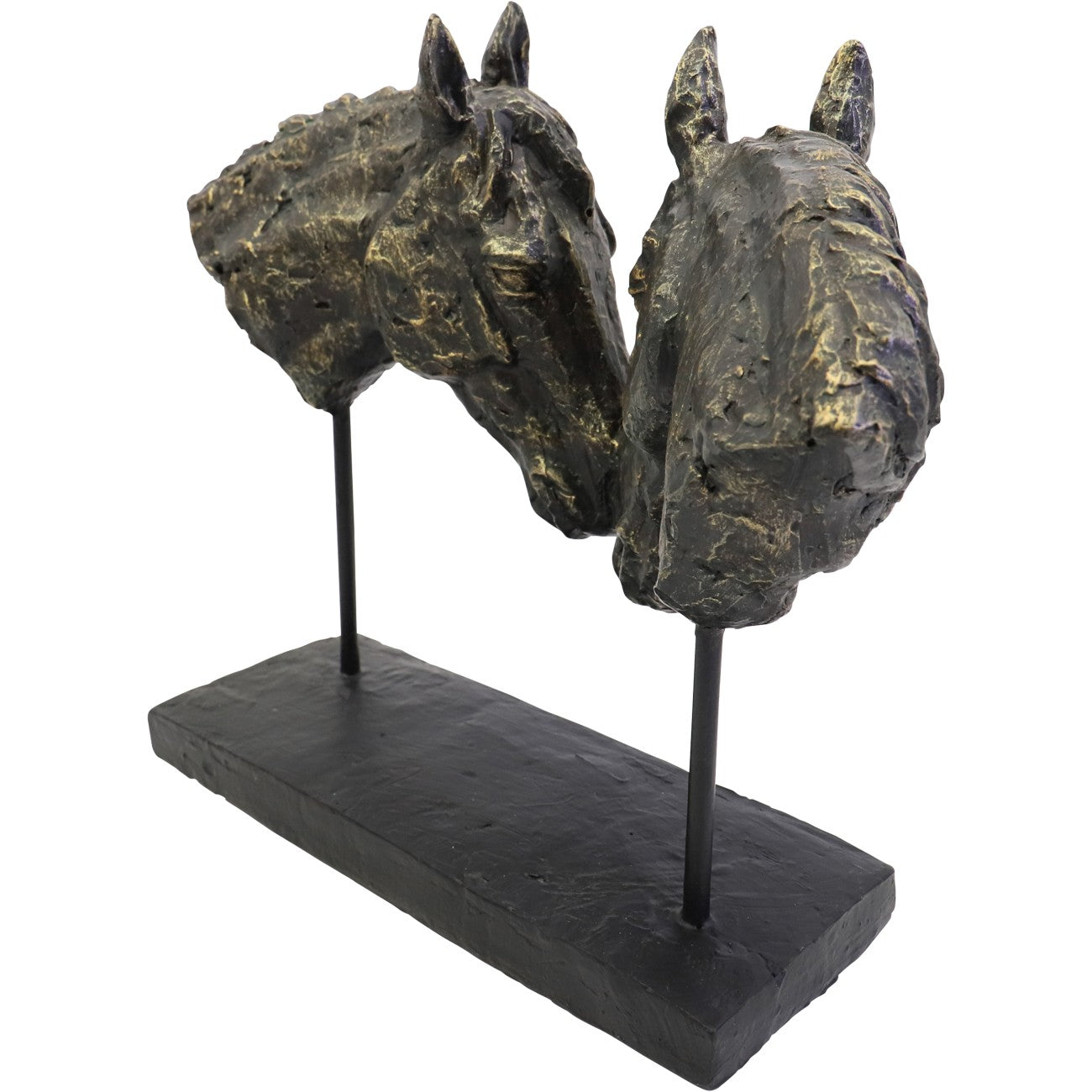 Nuzzling Bay Horse Heads Sculpture