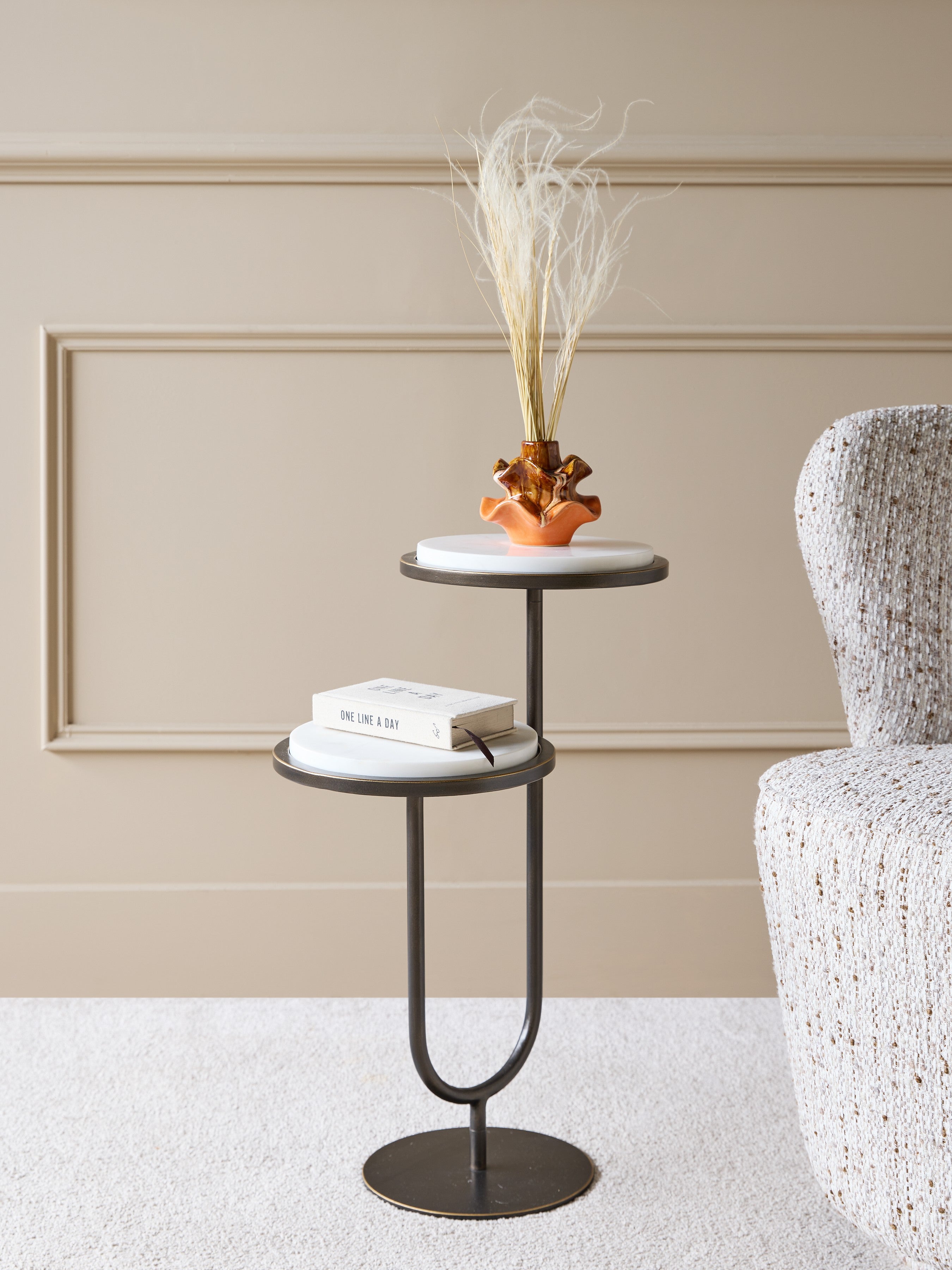 Marco Accent Table White Banswara Marble