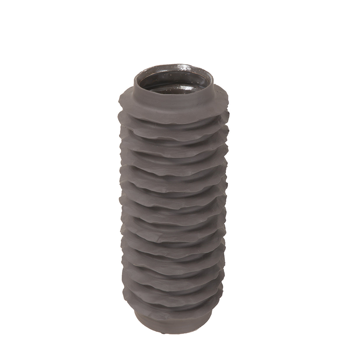 Cavera Brown Ribbed Ceramic Vase- Small/ Large