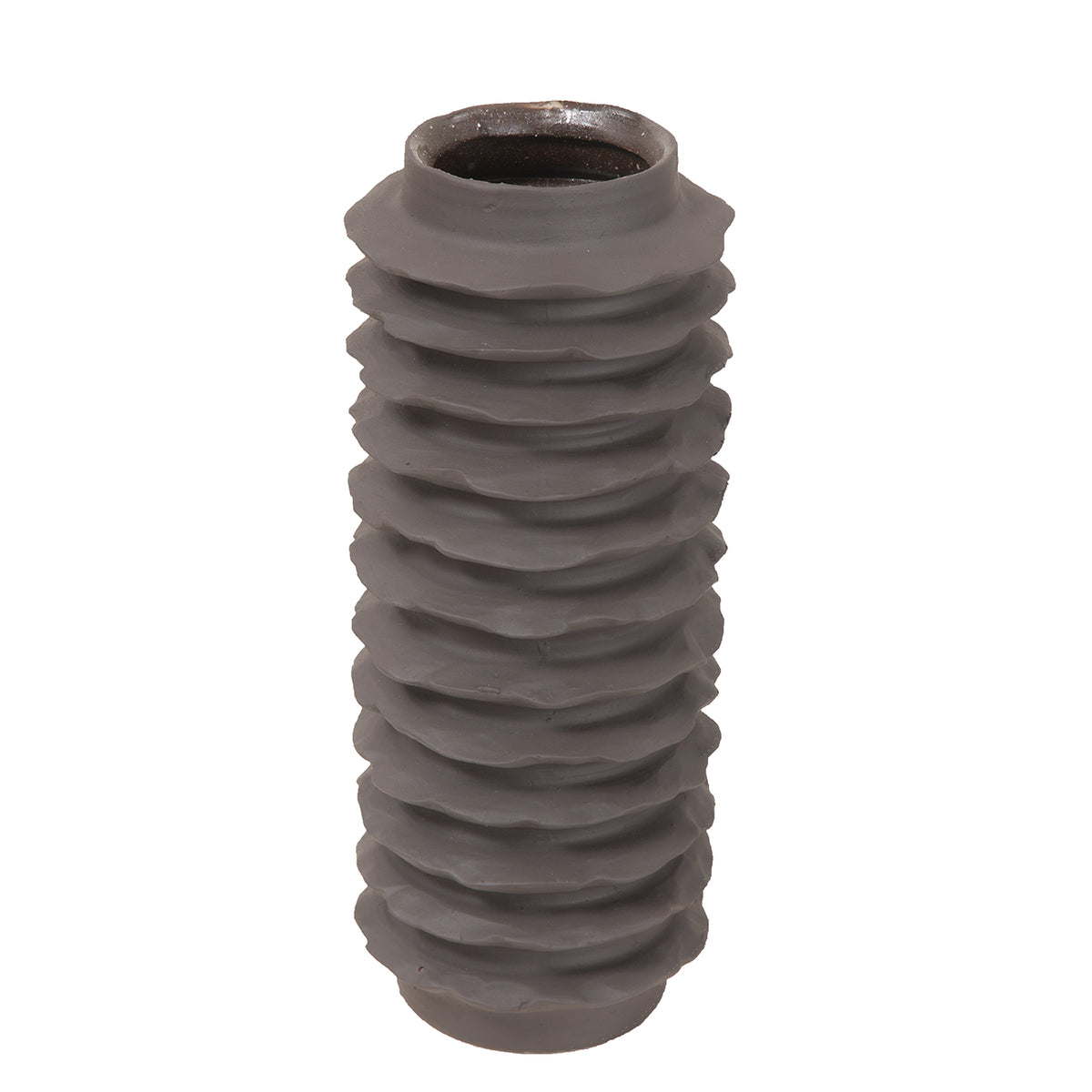Cavera Brown Ribbed Ceramic Vase- Small/ Large