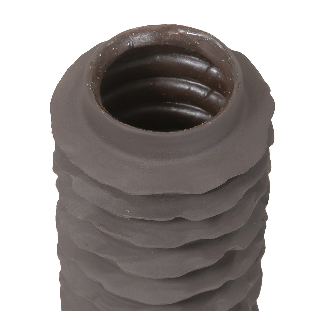 Cavera Brown Ribbed Ceramic Vase- Small/ Large