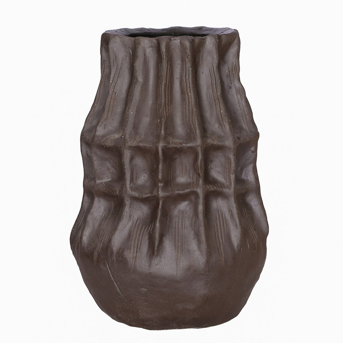 Kova Brown Textured Ceramic Vase- Round/ Squat/ Tall Finishes