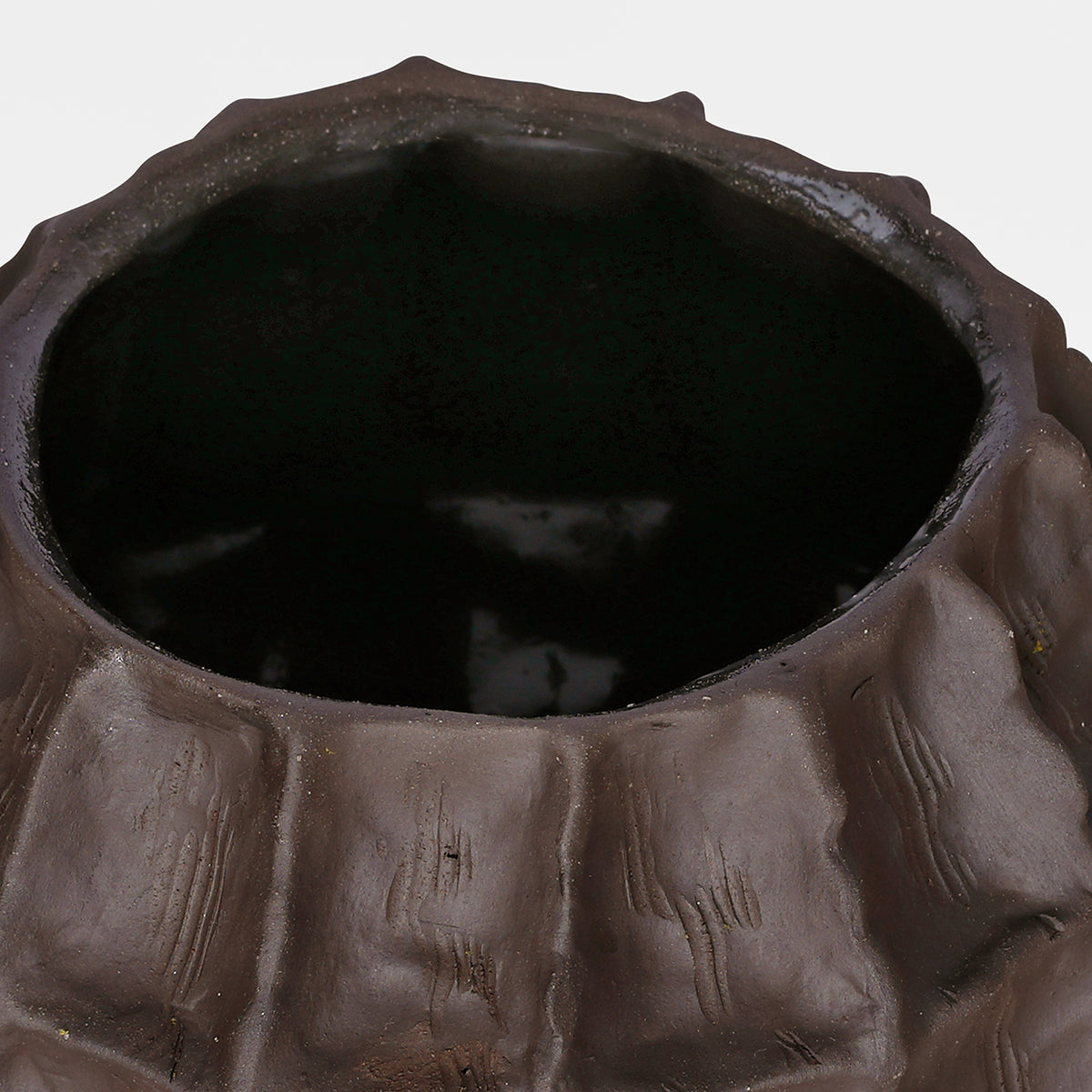 Kova Brown Textured Ceramic Vase- Round/ Squat/ Tall Finishes