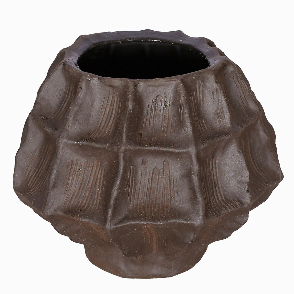 Kova Brown Textured Ceramic Vase- Round/ Squat/ Tall Finishes