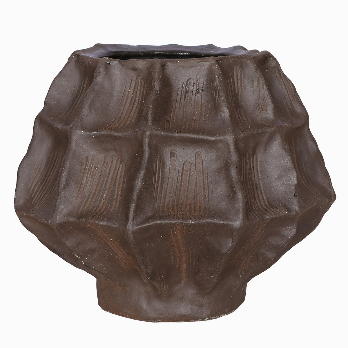 Kova Brown Textured Ceramic Vase- Round/ Squat/ Tall Finishes