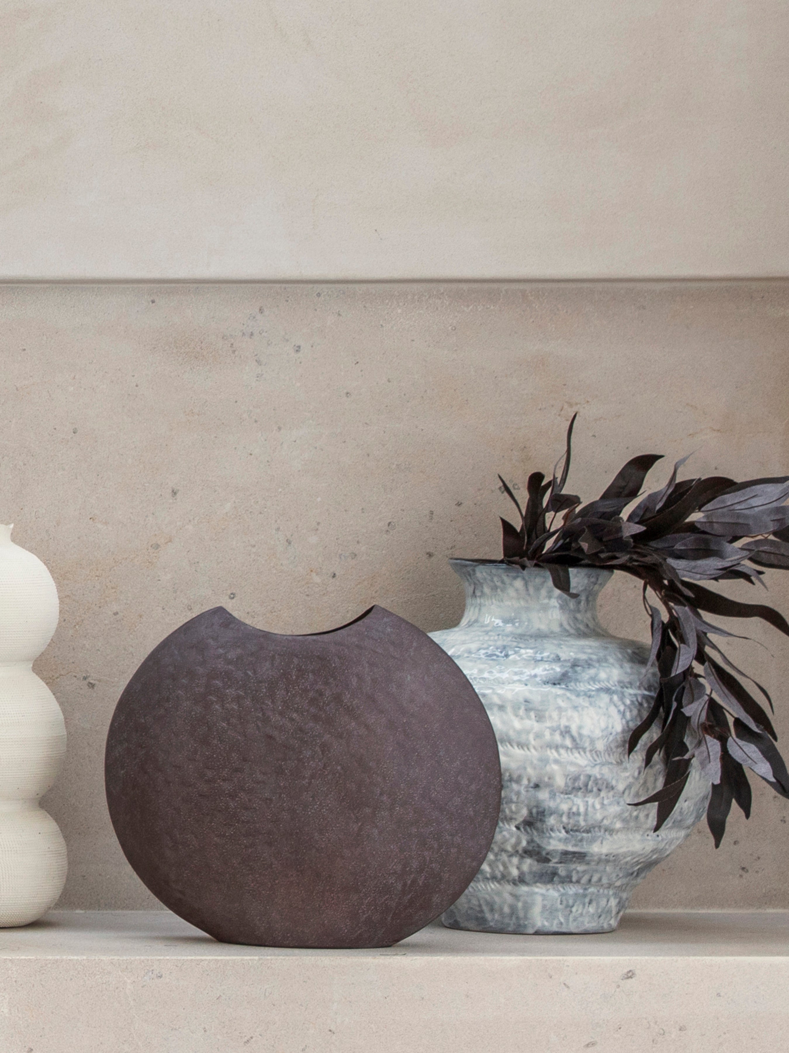 Samui Brown Stonewash Moon Vase