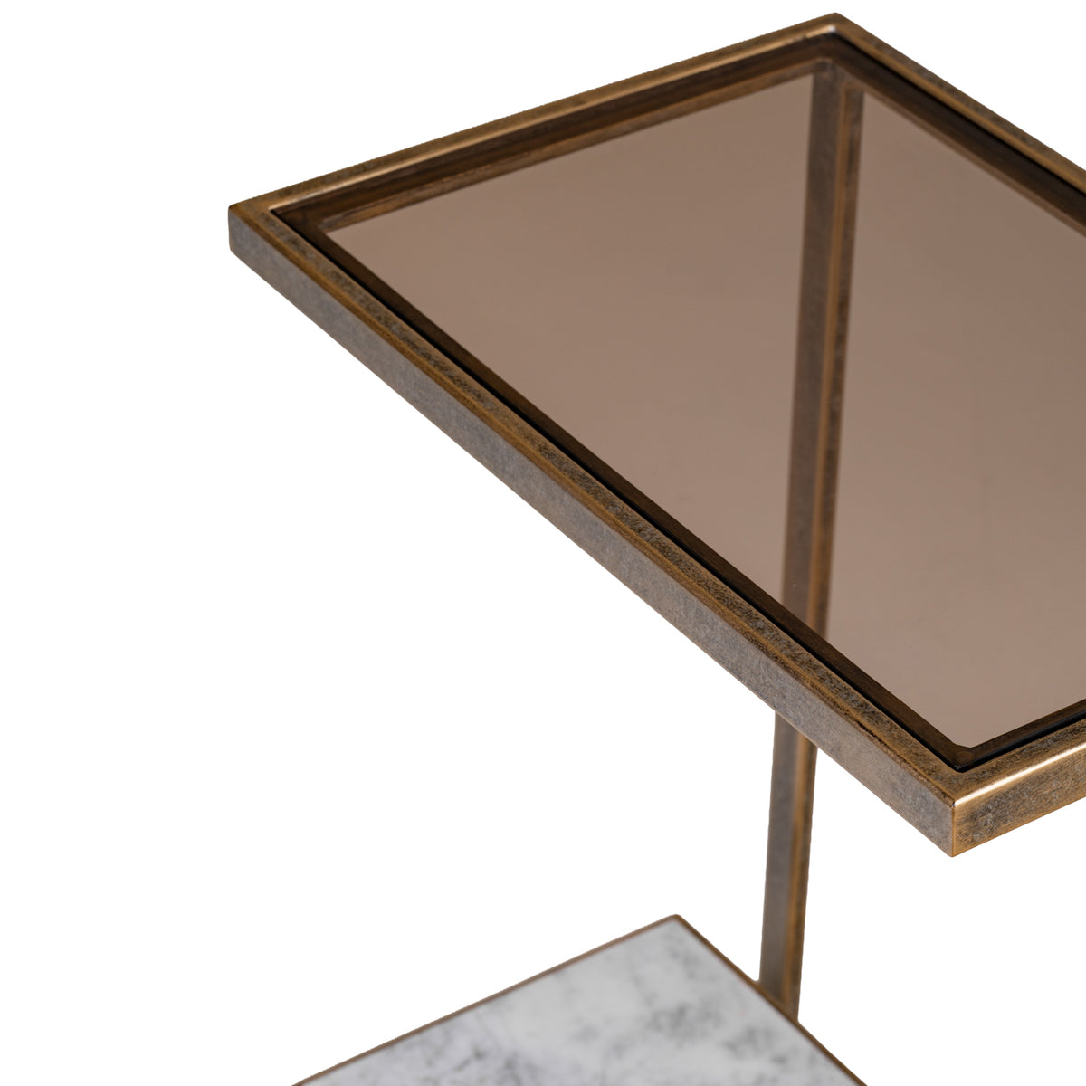 Alicia Two Tier Smoked Glass & Marble Side Table