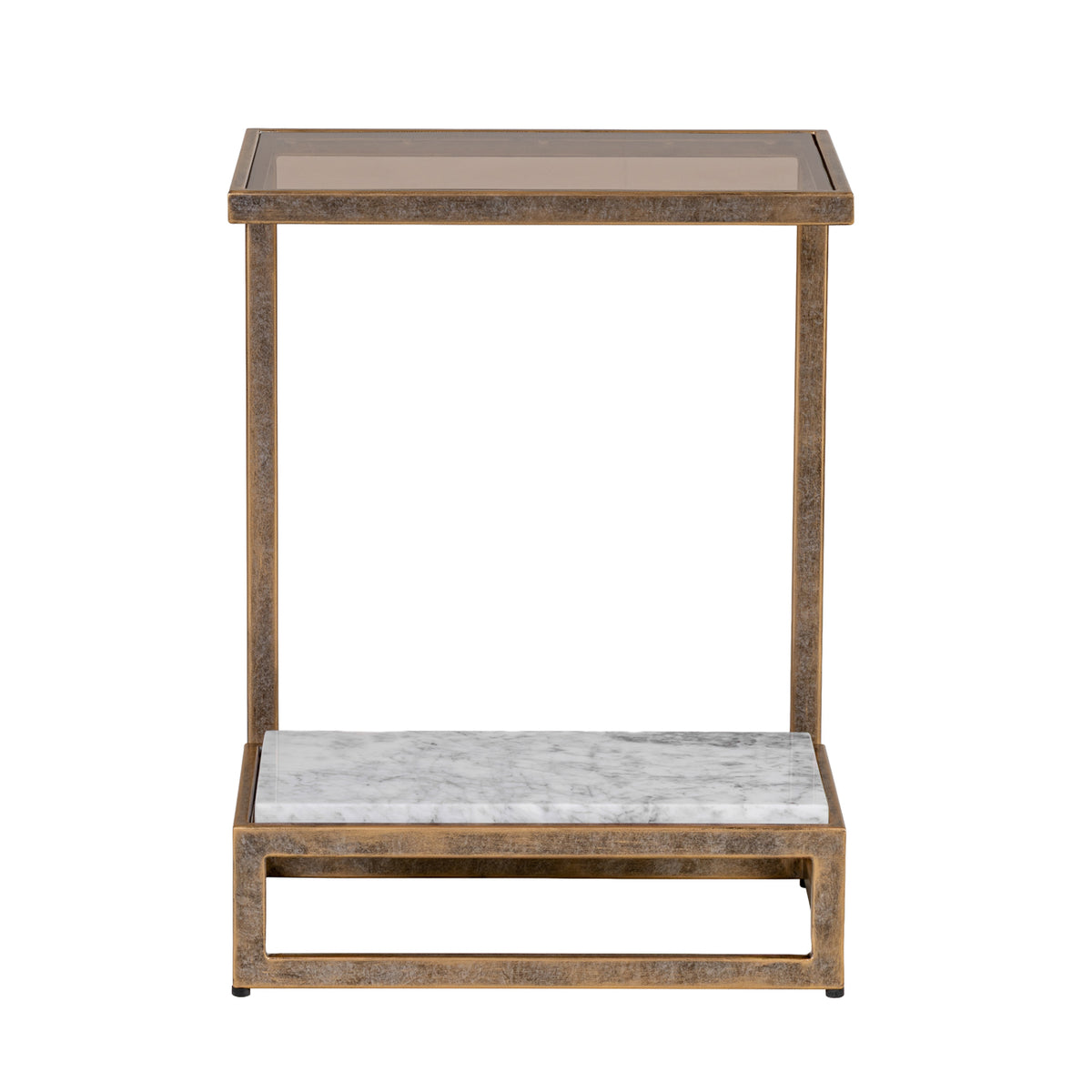 Alicia Two Tier Smoked Glass & Marble Side Table