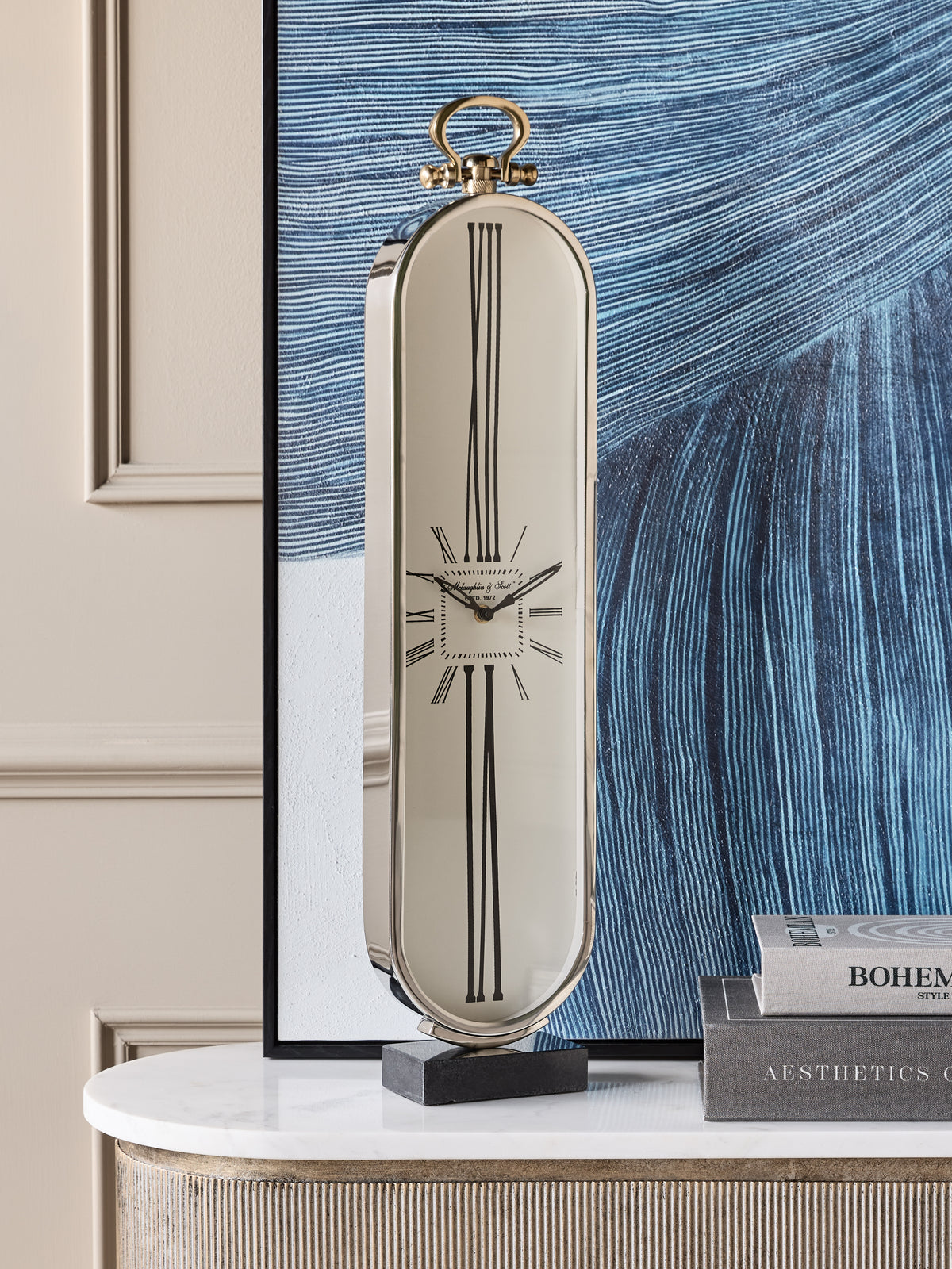 Westbury Tall Oval Nickel Clock