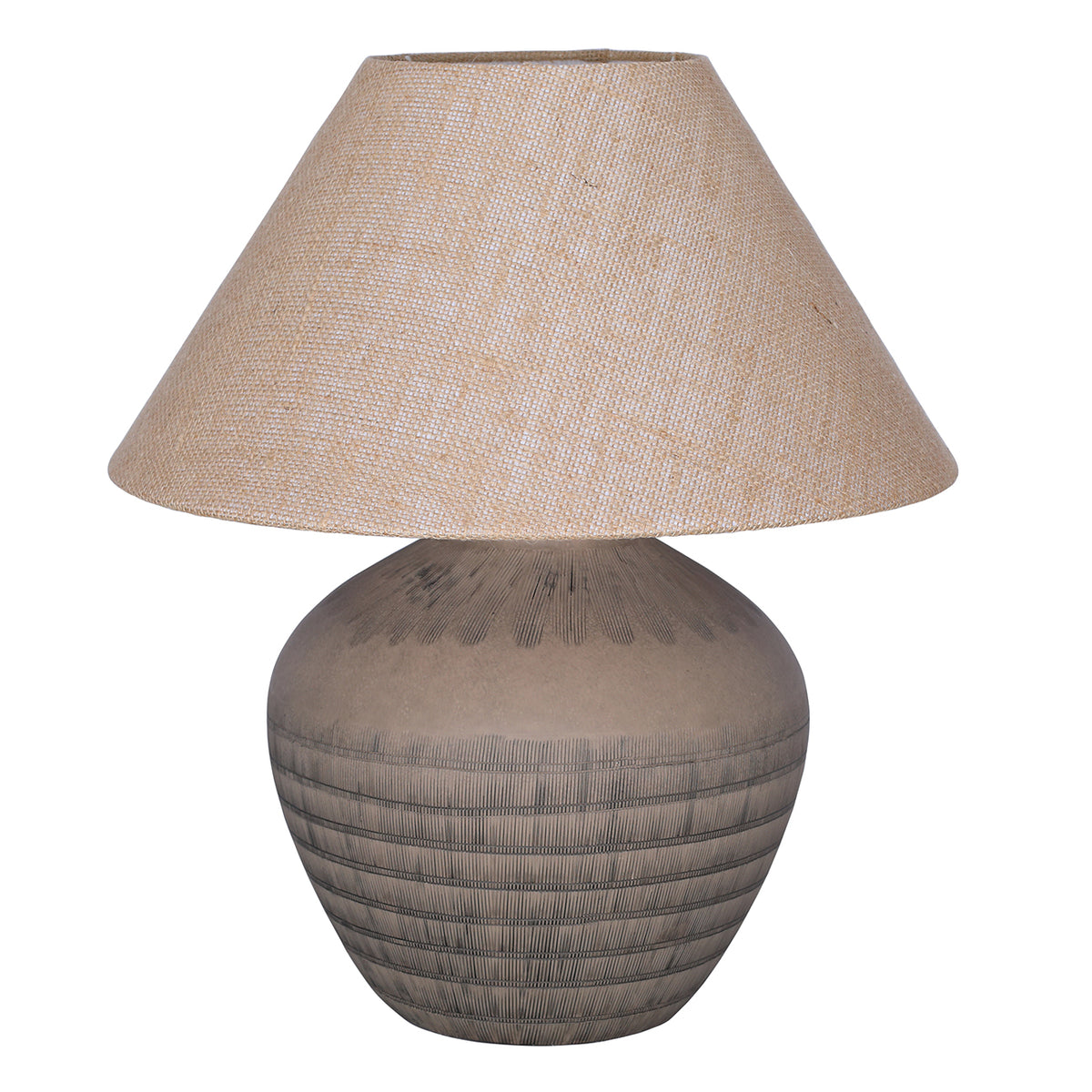 Virelle Ceramic Table Lamp with Shade- White / Brown Finishes