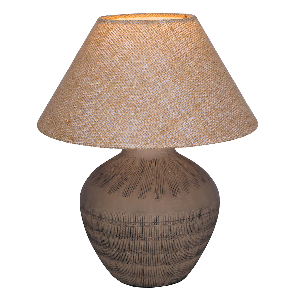 Virelle Ceramic Table Lamp with Shade- White / Brown Finishes