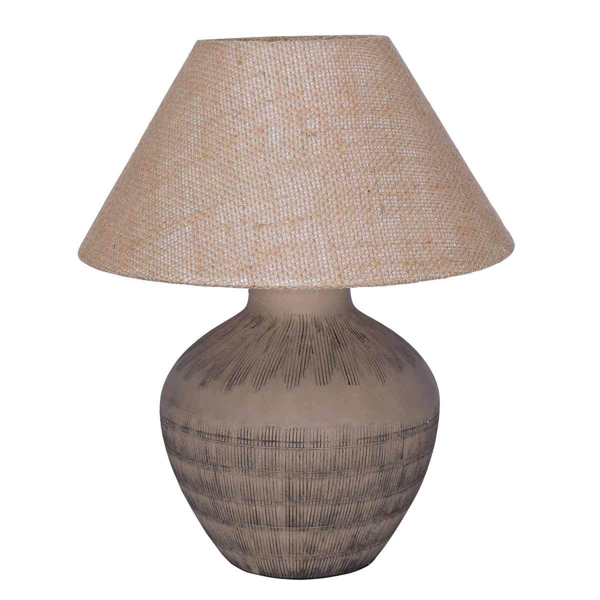 Virelle Ceramic Table Lamp with Shade- White / Brown Finishes
