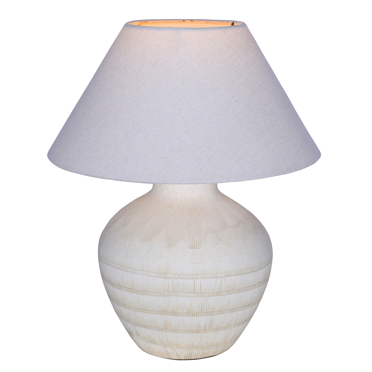 Virelle Ceramic Table Lamp with Shade- White / Brown Finishes