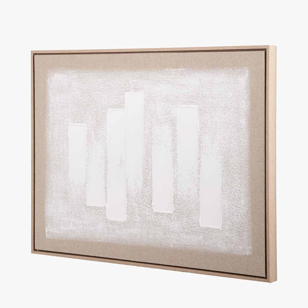 White and Natural Textured Canvas with Natural Frame