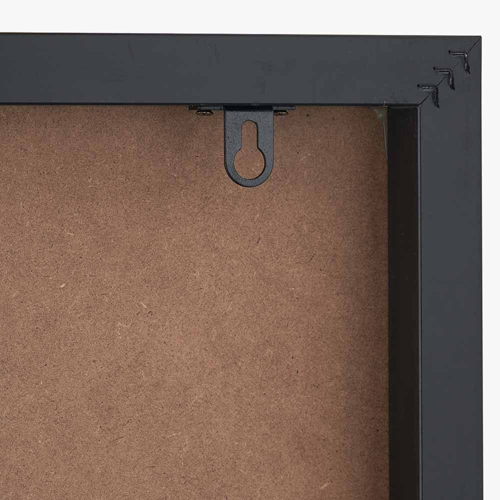 Natural Canvas with Black Stripe Pattern and Black Frame