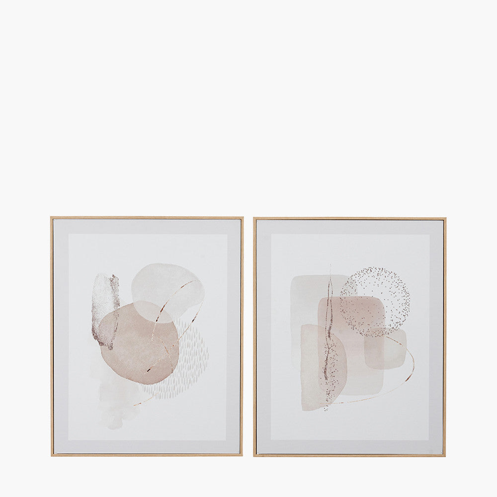 S/2 Natural Abstract Canvases with Natural Frame