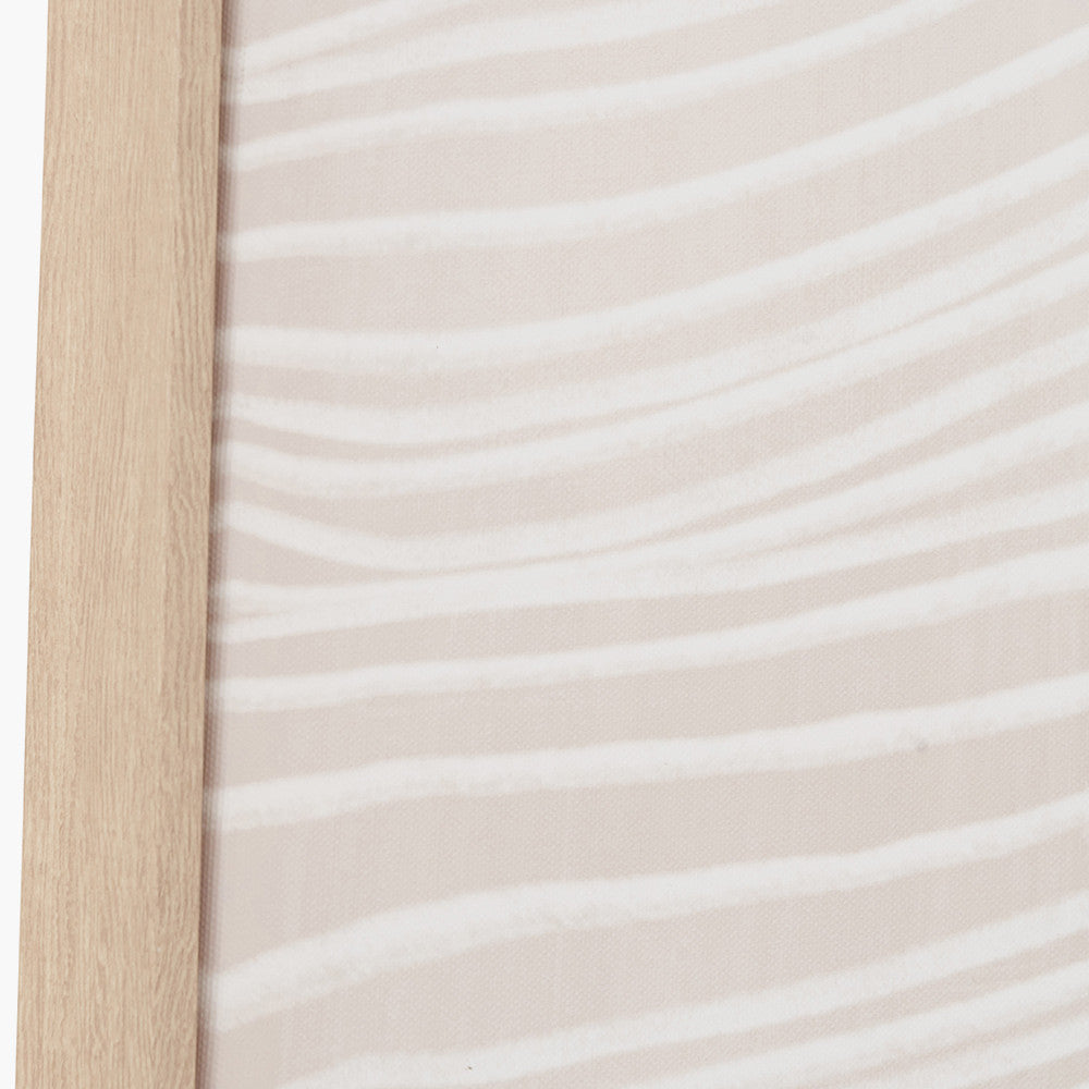 Natural and White Abstract Canvas with Natural Frame