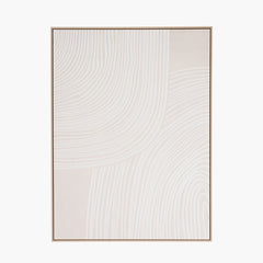 Natural and White Abstract Canvas with Natural Frame