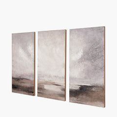 S/3 Grey and Neutrals Abstract Landscape Canvases